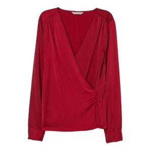H&M- NWT Red Longsleeve V-Neck Blouse